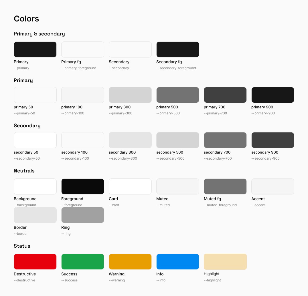 The Colors foundation page from am-ui's real Figma library and design-token system hero image for am-ui Component Library