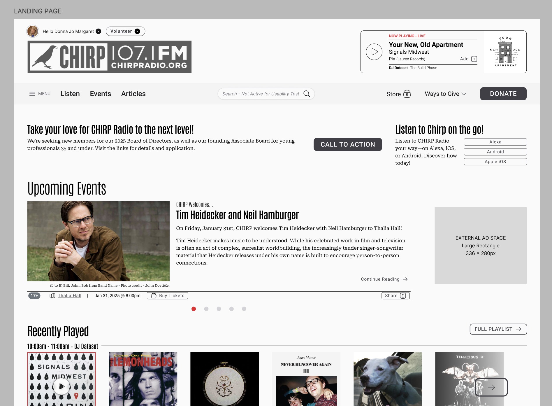 An earlier low-fidelity homepage mockup, part of the iteration before the design landed where it did example image for Web & Mobile App Modernization