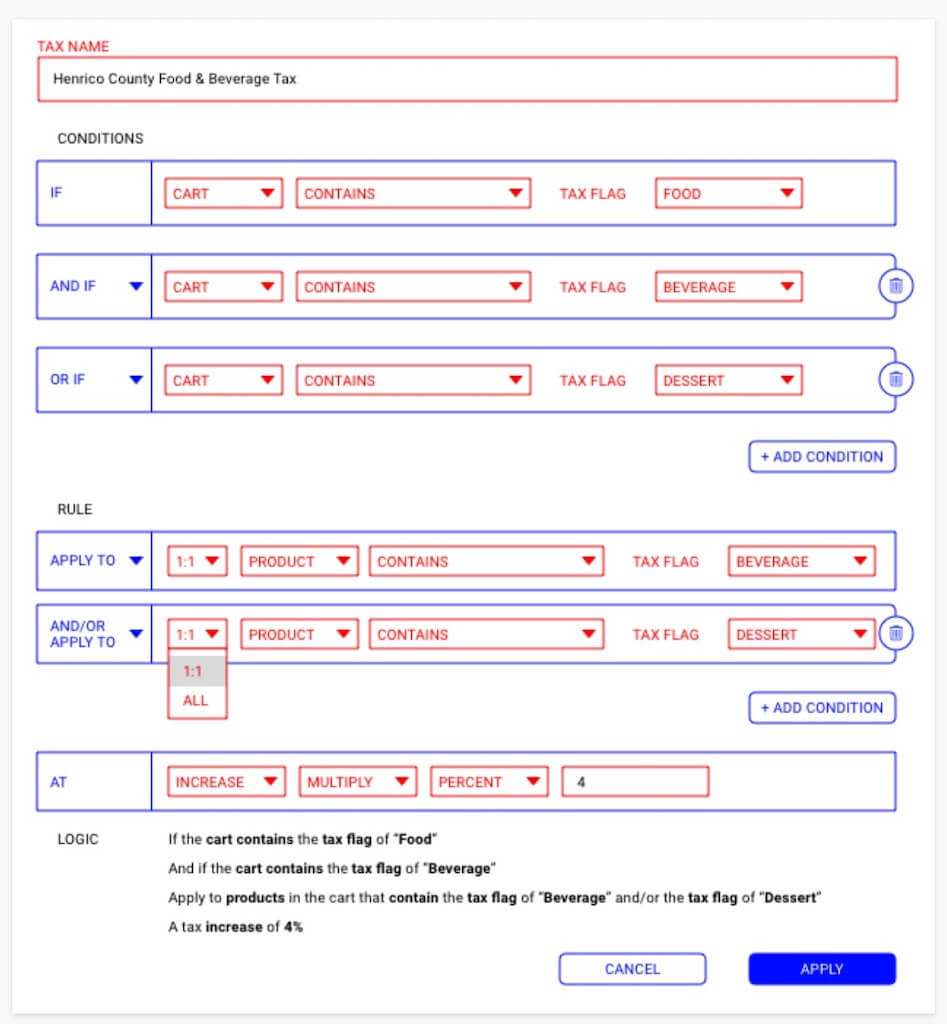 Wireframe iteration example image for Logic Tax Tool